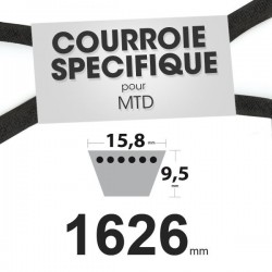 Courroie spécifique MTD 7540350. 15,8 mm x 1626 mm.