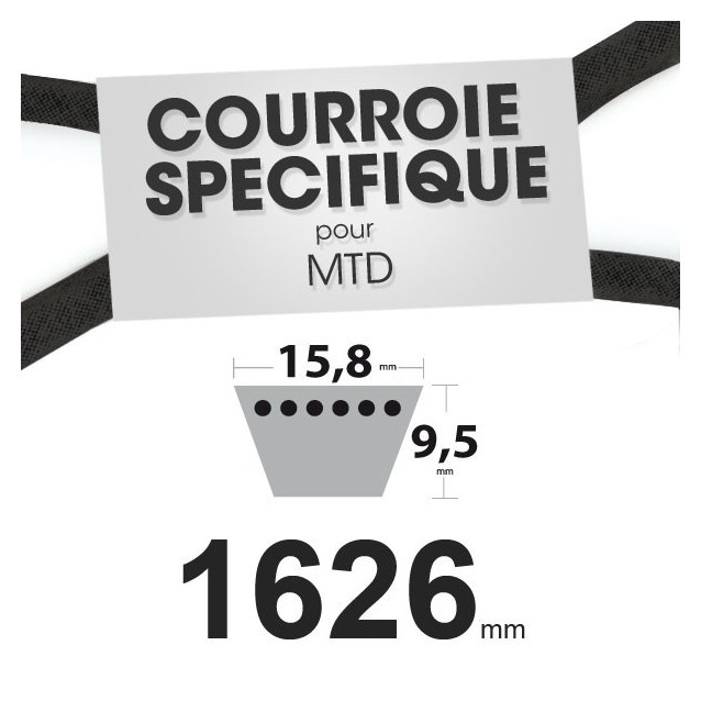 Courroie spécifique MTD 7540350. 15,8 mm x 1626 mm.