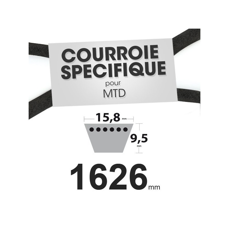 Courroie spécifique MTD 7540350. 15,8 mm x 1626 mm.