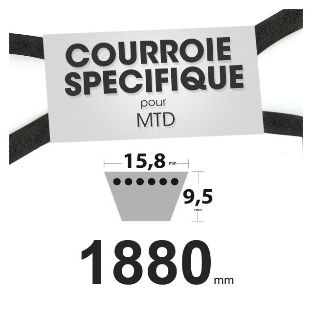 Courroie spécifique MTD 7540371A. 15,8 mm x 1880 mm.