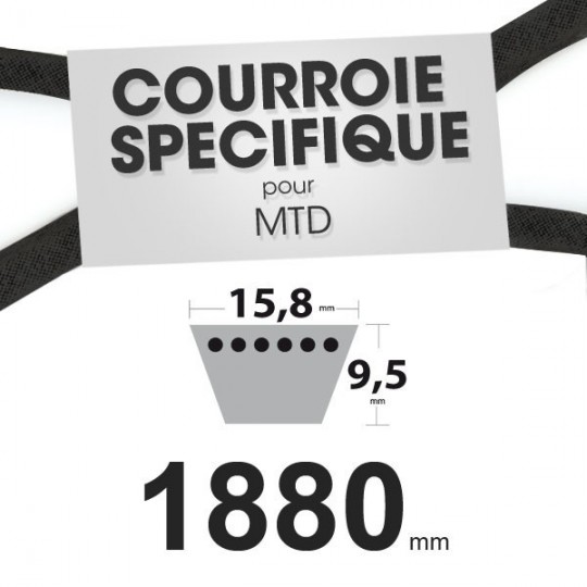 Courroie spécifique MTD 7540371A. 15,8 mm x 1880 mm.