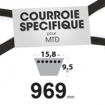 Courroie spécifique MTD 7540240. 15,8 mm x 969 mm.