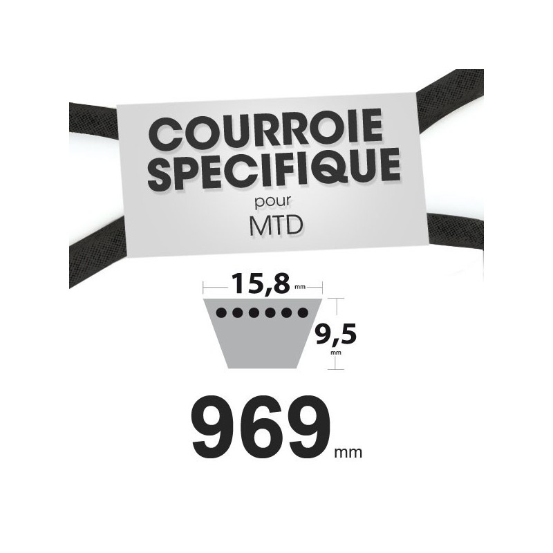 Courroie spécifique MTD 7540240. 15,8 mm x 969 mm.
