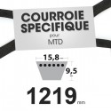 Courroie tondeuse spécifique MTD 7540370. 15,8 mm x 1219 mm.