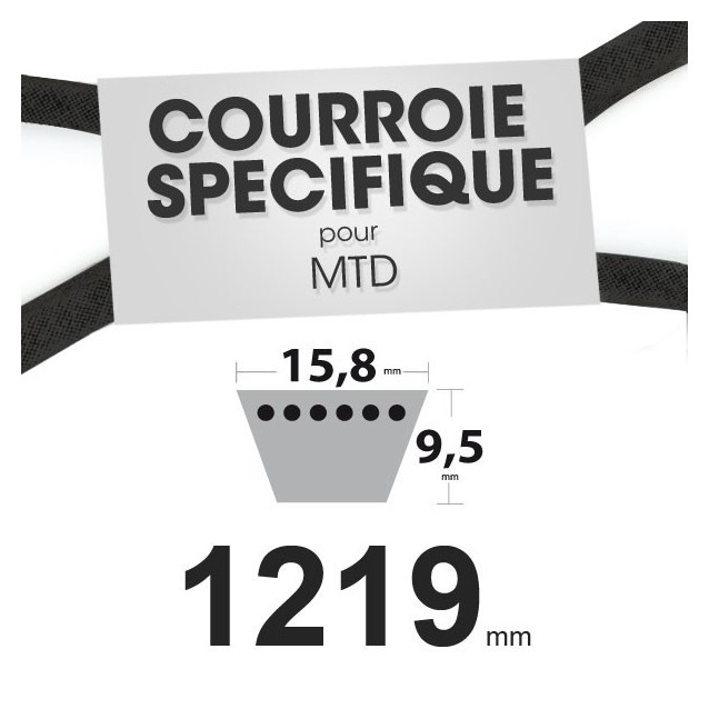 Courroie spécifique MTD 7540370. 15,8 mm x 1219 mm.