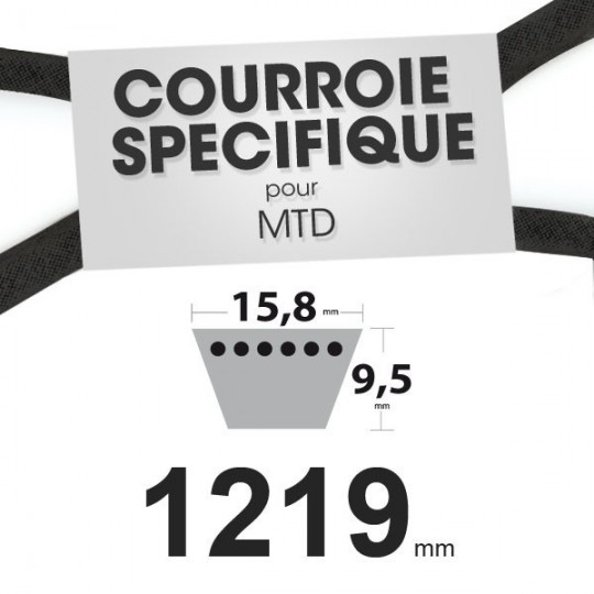 Courroie spécifique MTD 7540370. 15,8 mm x 1219 mm.