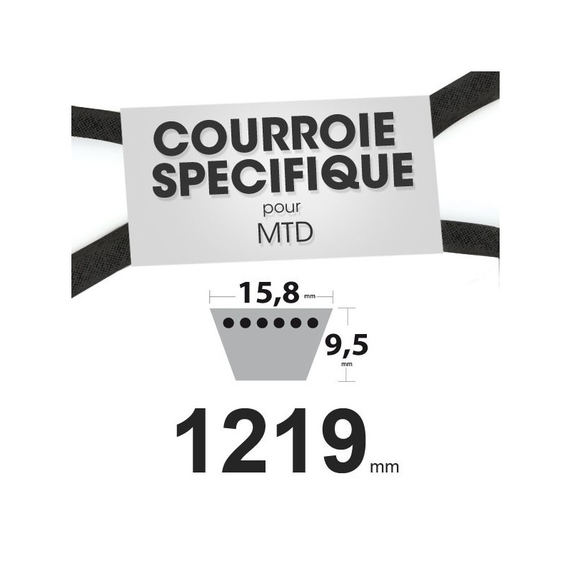 Courroie spécifique MTD 7540370. 15,8 mm x 1219 mm.