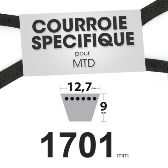 Courroie spécifique MTD 7540355. 12,7 mm x 1701 mm.