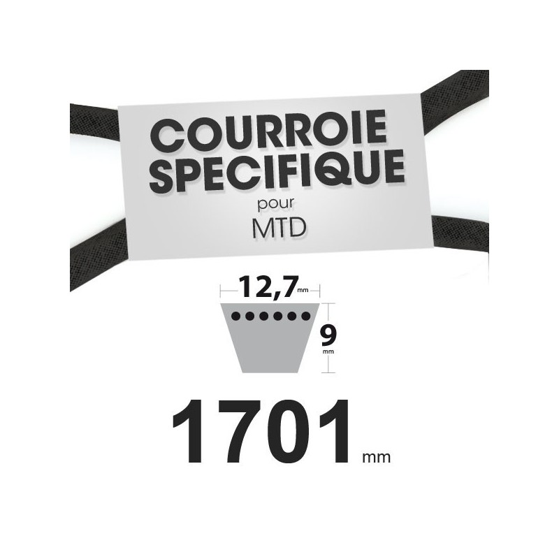 Courroie spécifique MTD 7540355. 12,7 mm x 1701 mm.
