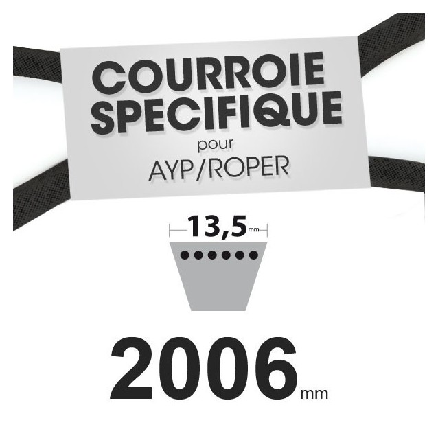 Courroie spécifique AYP/Roper 106085X. 13,5 mm x 2006 mm.