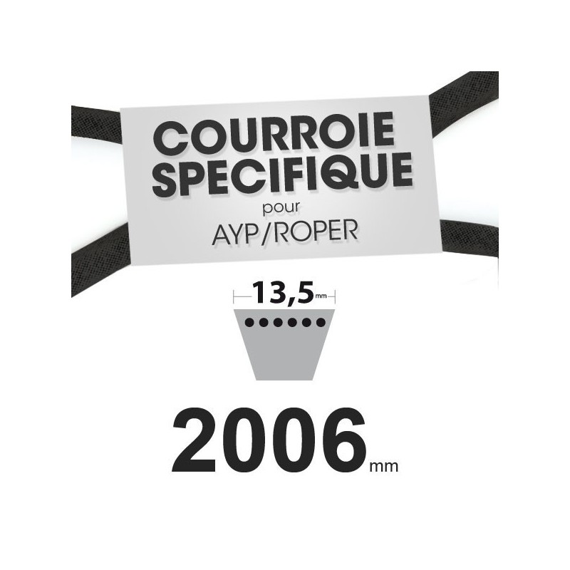 Courroie spécifique AYP/Roper 106085X. 13,5 mm x 2006 mm.