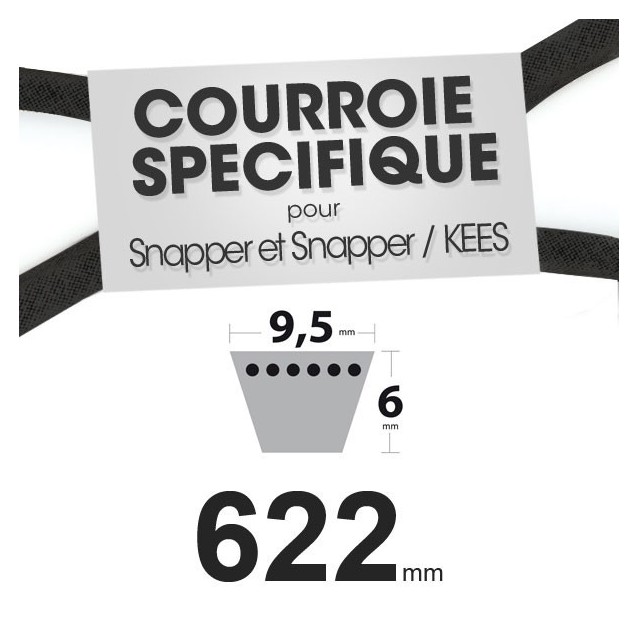 Courroie spécifique Snapper 12508 / 11887. 9,5 mm x 622 mm.