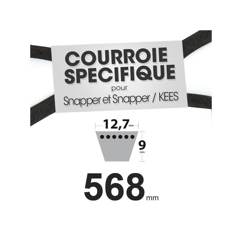 Courroie spécifique Snapper 12354. 12,7 mm x 568 mm.
