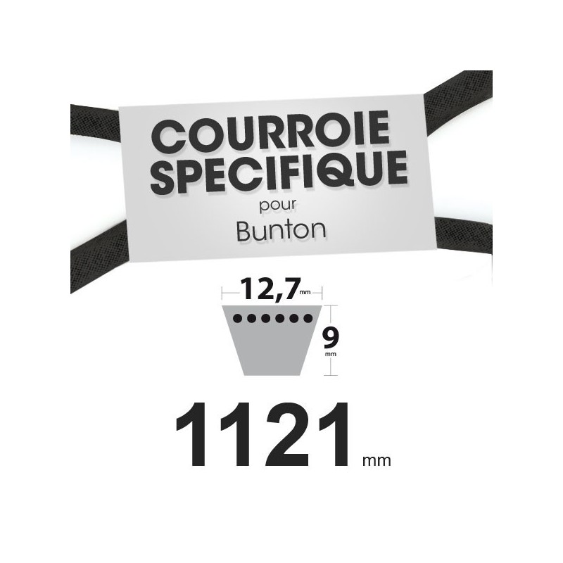Courroie spécifique Ransomes PLO619. 12,7 mm x 1121 mm.
