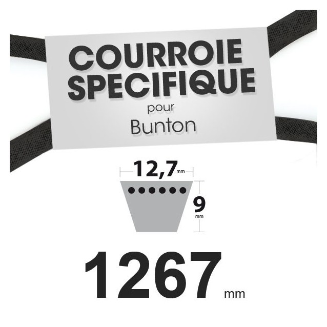 Courroie spécifique Bunton PLO643. 12,7 mm x 1267 mm.