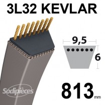 Courroie 3L32 Kevlar Trapézoïdale. 9,5 mm x 813 mm.