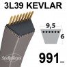 Courroie 3L39 Kevlar Trapézoïdale. 9,5 mm x 991 mm.