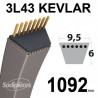 Courroie 3L43 Kevlar Trapézoïdale. 9,5 mm x 1092 mm.