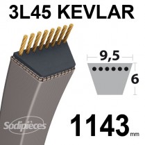 Courroie 3L45 Kevlar Trapézoïdale. 9,5 mm x 1143 mm.