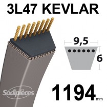 Courroie 3L47 Kevlar Trapézoïdale. 9,5 mm x 1194 mm.