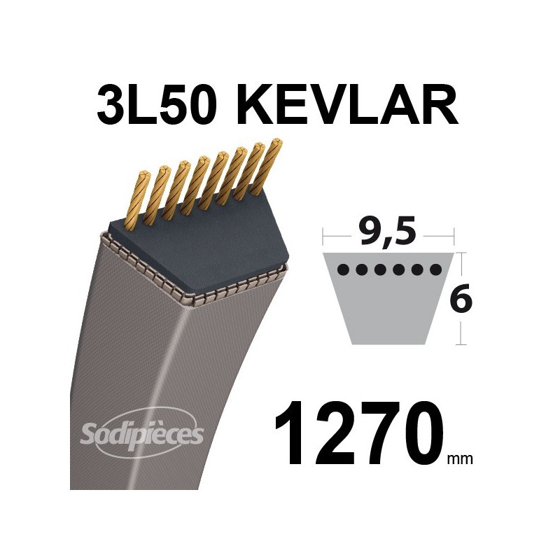 Courroie 3L50 Kevlar Trapézoïdale. 9,5 mm x 1270 mm.