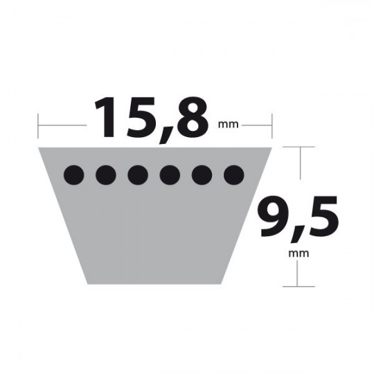 Courroie 5L58 Kevlar Trapézoïdale. 15,8 mm x 1473 mm.