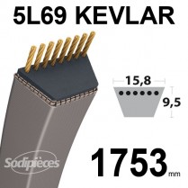 Courroie 5L69 Kevlar Trapézoïdale. 15,8 mm x 1753 mm.