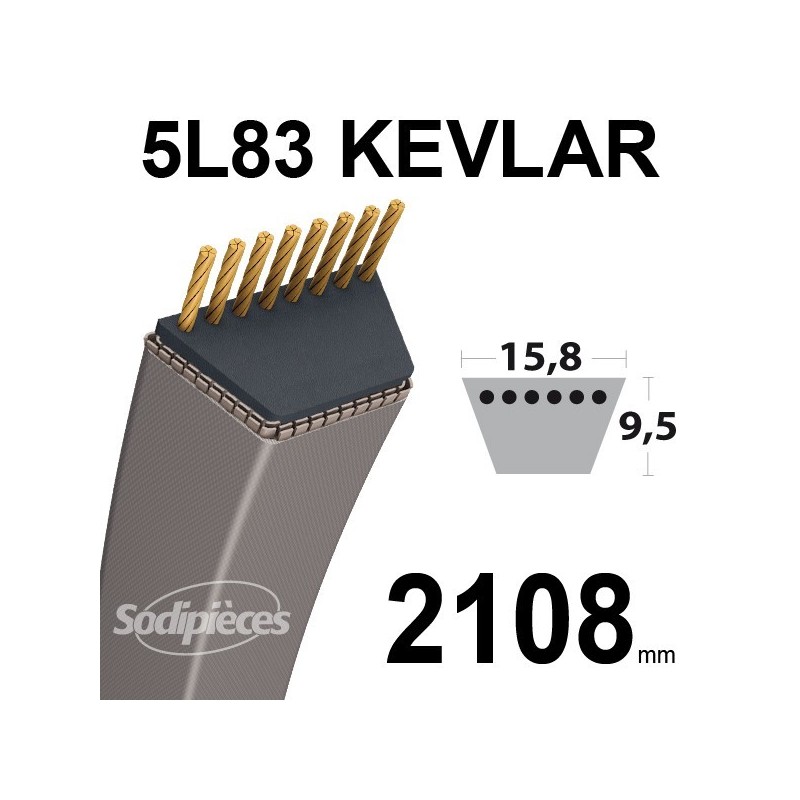 Courroie 5L83 Kevlar Trapézoïdale. 15,8 mm x 2108 mm.