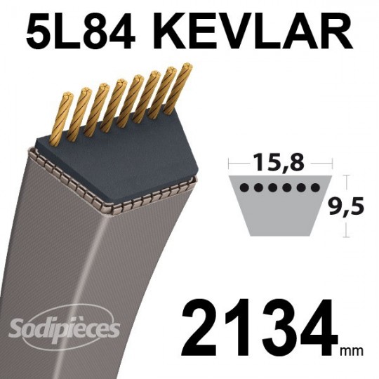 Courroie 5L84 Kevlar Trapézoïdale. 15,8 mm x 2134 mm.