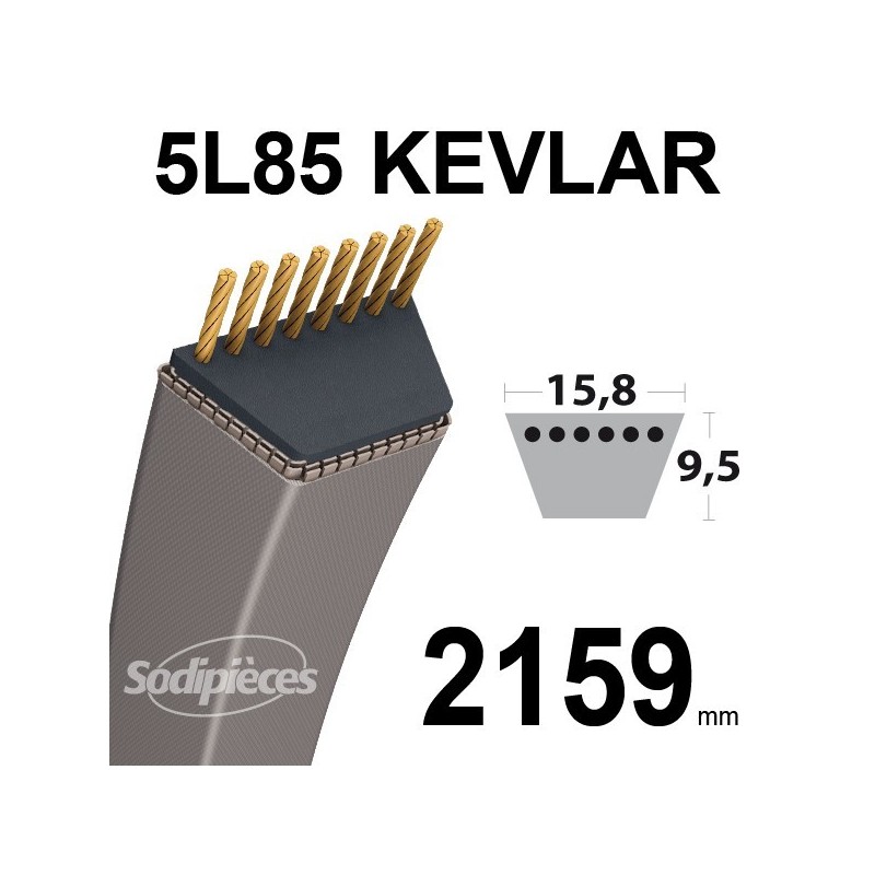 Courroie 5L85 Kevlar Trapézoïdale. 15,8 mm x 2159 mm.