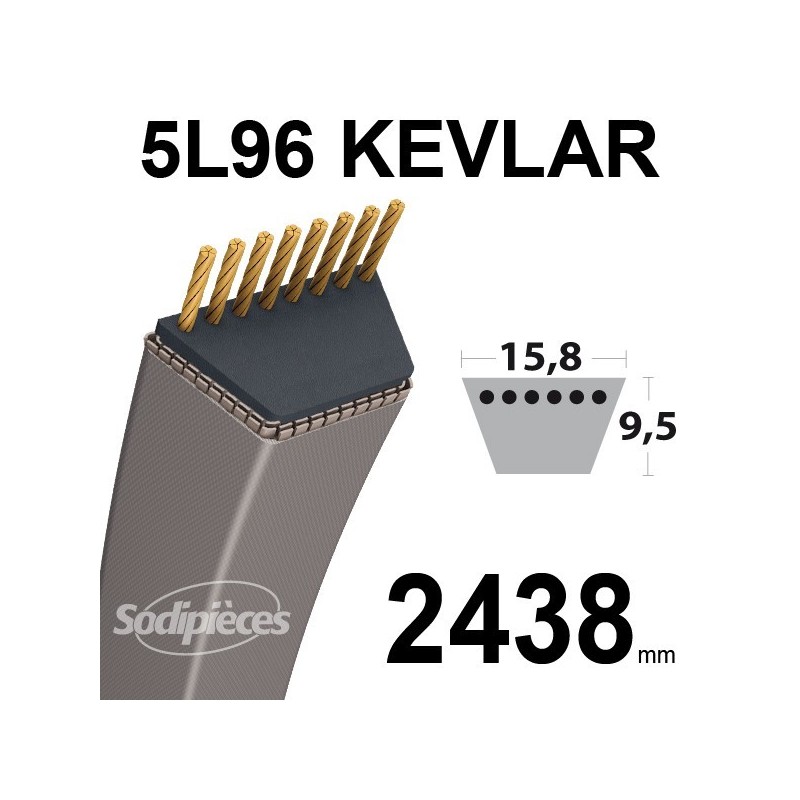 Courroie 5L96 Kevlar Trapézoïdale. 15,8 mm x 2438 mm.