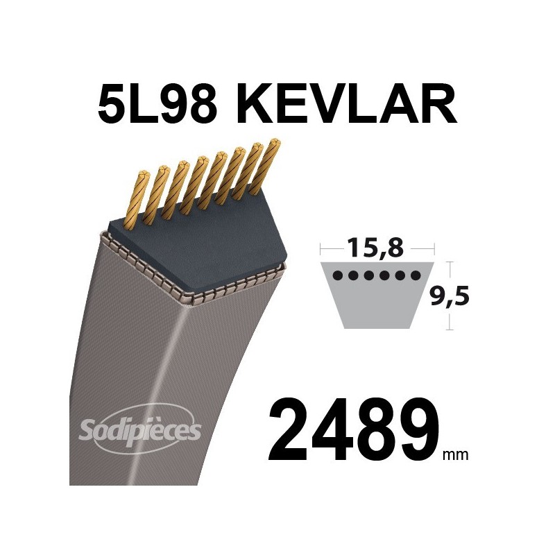 Courroie 5L98 Kevlar Trapézoïdale. 15,8 mm x 2489 mm.