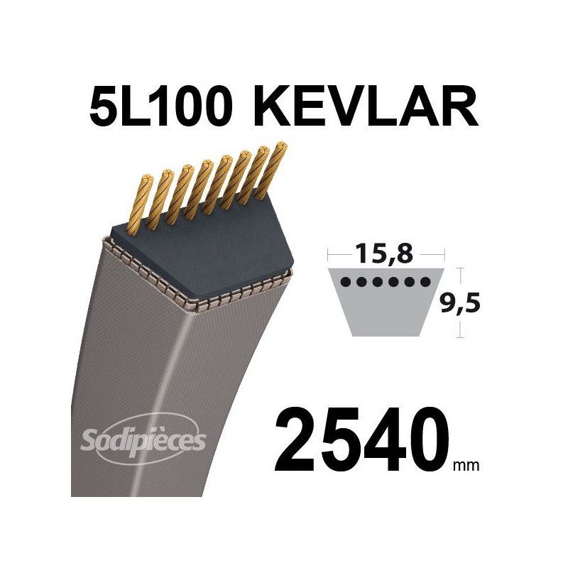 Courroie 5L100 Kevlar Trapézoïdale. 15,8 mm x 2540 mm.