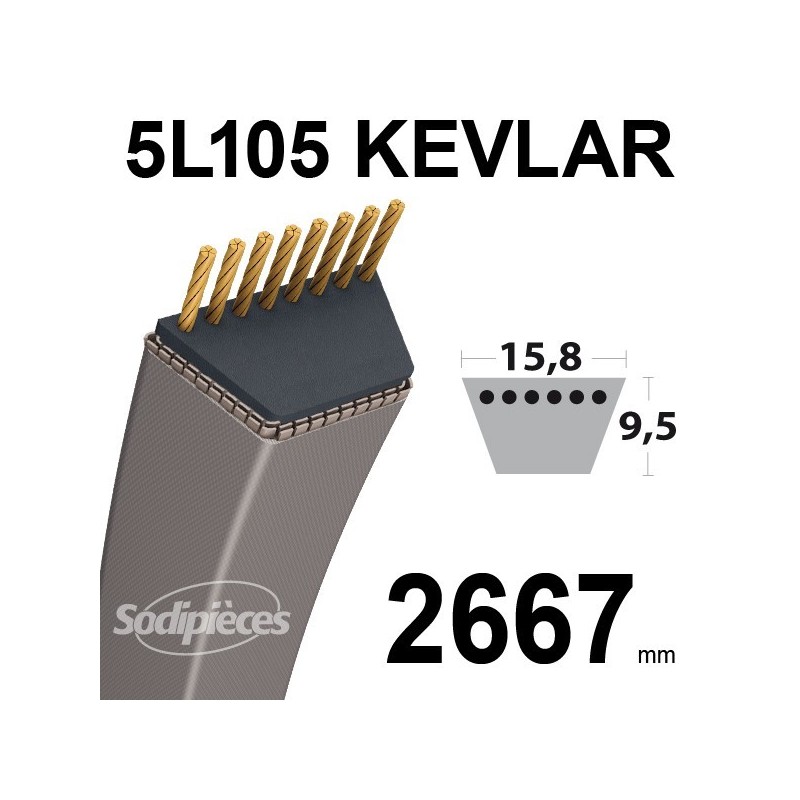 Courroie 5L105 Kevlar Trapézoïdale. 15,8 mm x 2667 mm.