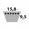 Courroie 5L105 Kevlar Trapézoïdale. 15,8 mm x 2667 mm.