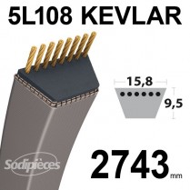 Courroie 5L108 Kevlar Trapézoïdale. 15,8 mm x 2743 mm.