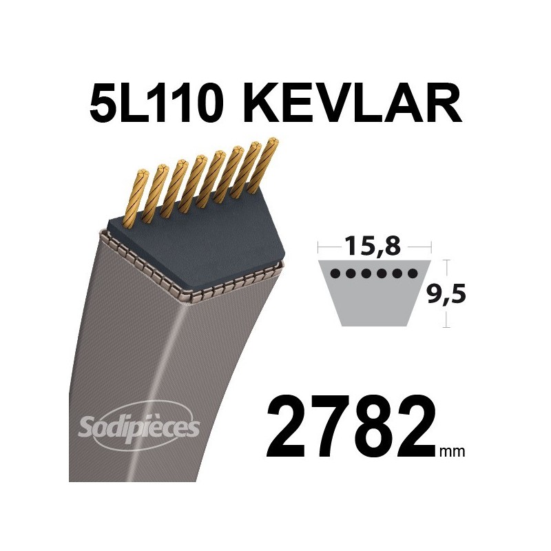 Courroie 5L110 Kevlar Trapézoïdale. 15,8 mm x 2782 mm.