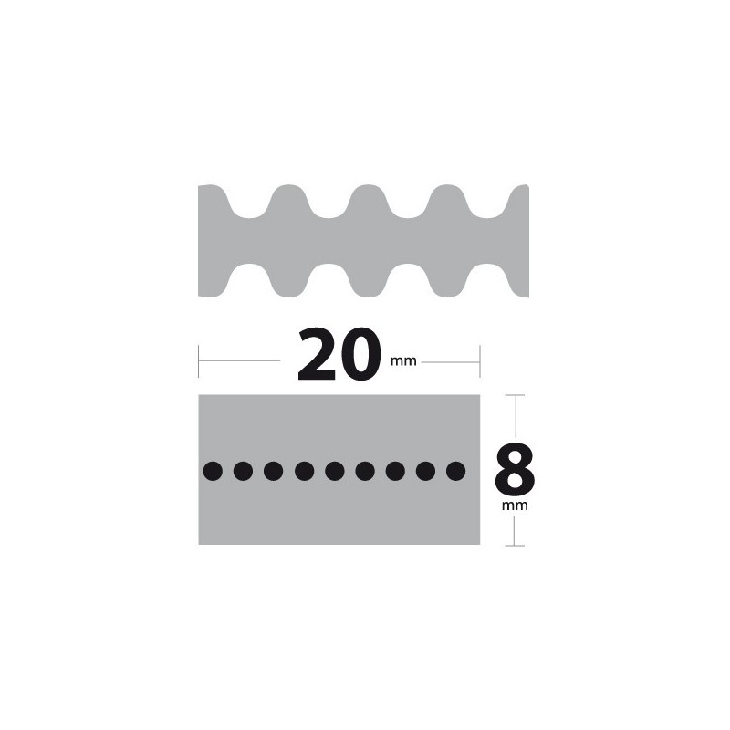 Courroie 1600DS8M20 Double Denture. 20 mm x 1600 mm. 