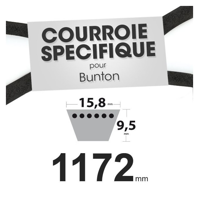 Courroie spécifique Bobcat PLO861. 15,8 mm x 1172 mm.