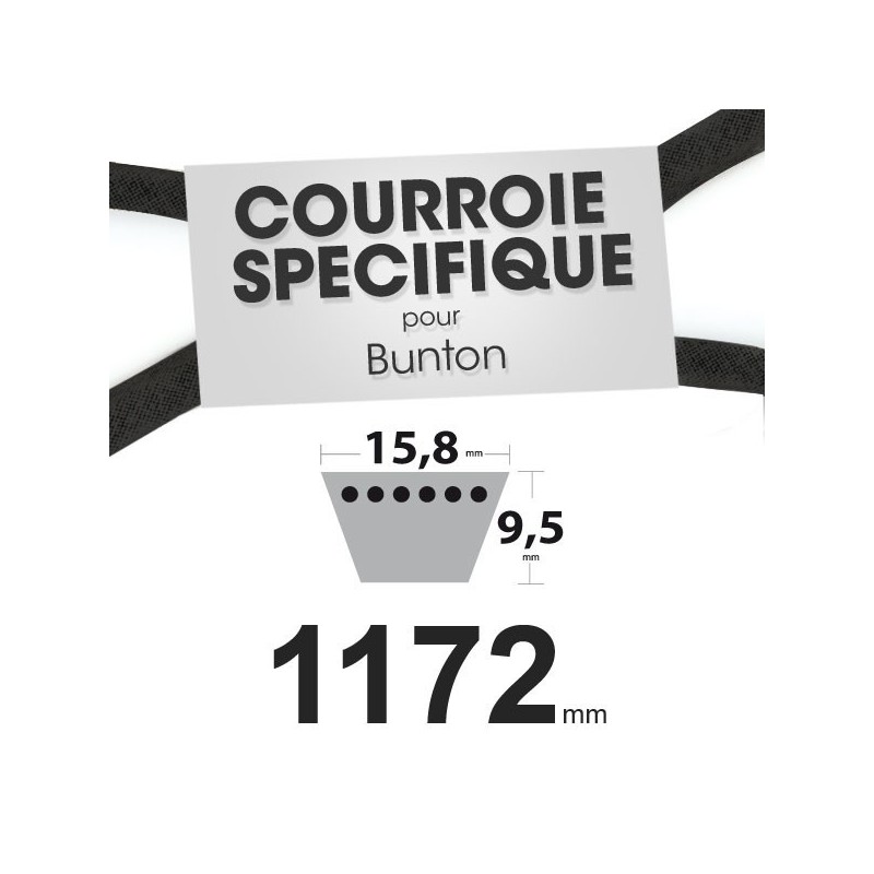 Courroie spécifique Bobcat PLO861. 15,8 mm x 1172 mm.