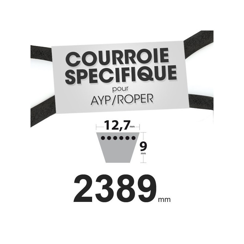 Courroie spécifique AYP/Roper 144959. 12,7 mm x 2389 mm.