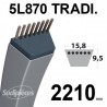Courroie 5L870 Traditionnelle Trapézoïdale. 15,8 mm x 2210 mm.