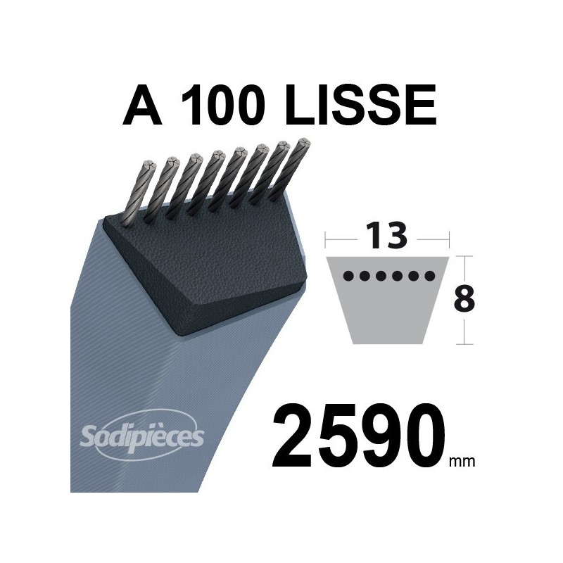 Courroie A100 Trapézoïdale. 13 mm x 2590 mm.