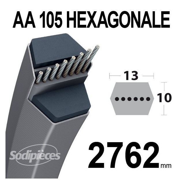 Courroie AA105 Héxagonale. 13 mm x 2762 mm.