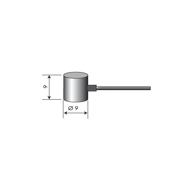 Cable souple diam 2 mm. L : 2,5 m.  Tête 9 x 9 mm