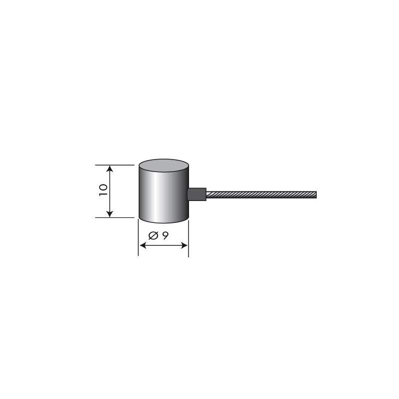 Cable souple diam 2,5 mm. L : 2,5 m.  Tête 9 x 10 mm