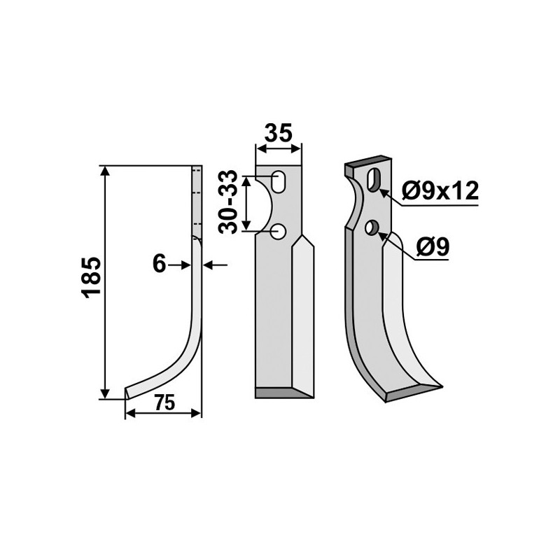 Outils de fraises pour Goldoni type 22. L : 185 mm