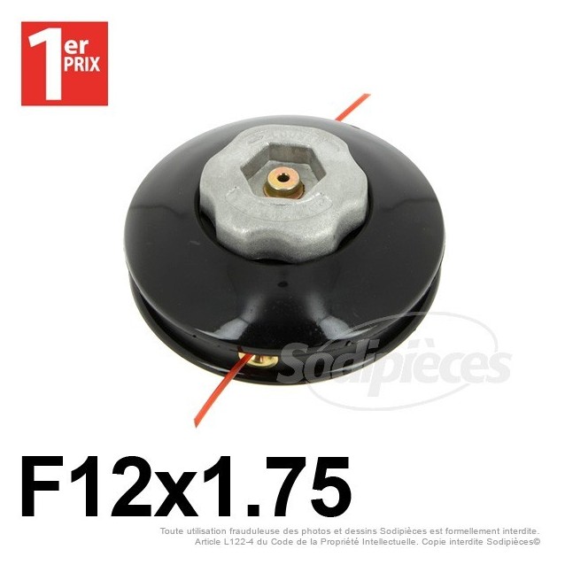 Tête débroussailleuse 2 fils F12x1,75 gauche écrou alu