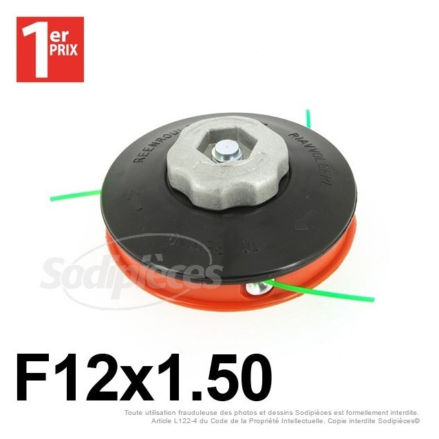 Tête débroussailleuse 3 fils F12x1,50 gauche  écrou alu