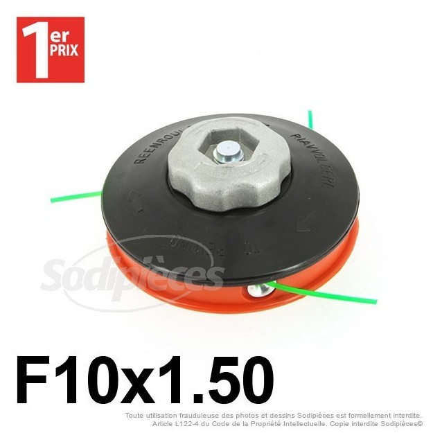 Tête débroussailleuse 3 fils F10x1,50 gauche écrou alu